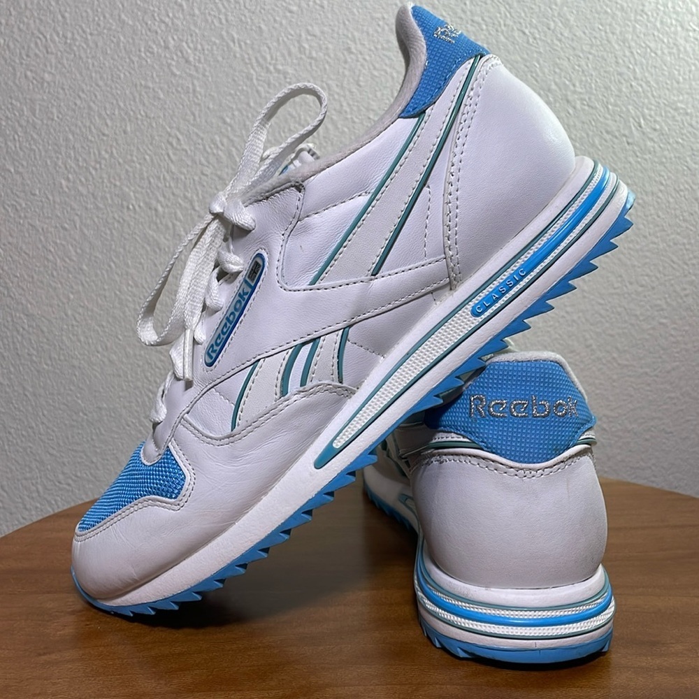 Women's Reebok Classic Running Shoes Sneakers White Blue RB 503 Size 8.5